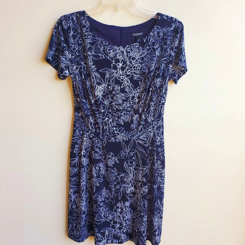 Roz & Ali Navy Print Dress Size 2